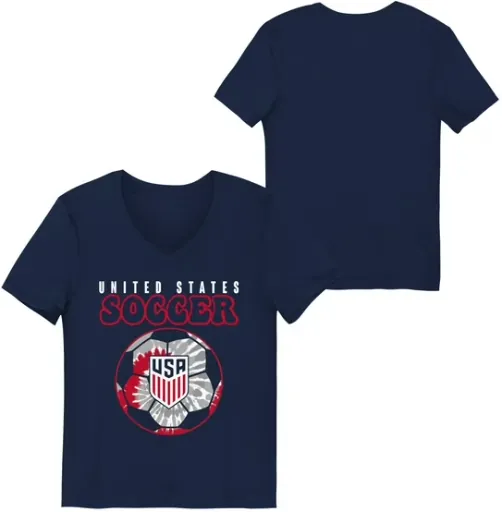 United States Men's National Team USMNT USA Youth Girl's Navy USA Soccer Ball Graphic Tee