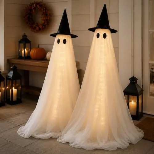2 Pack 5FT Large Ghosts with Timer Remote