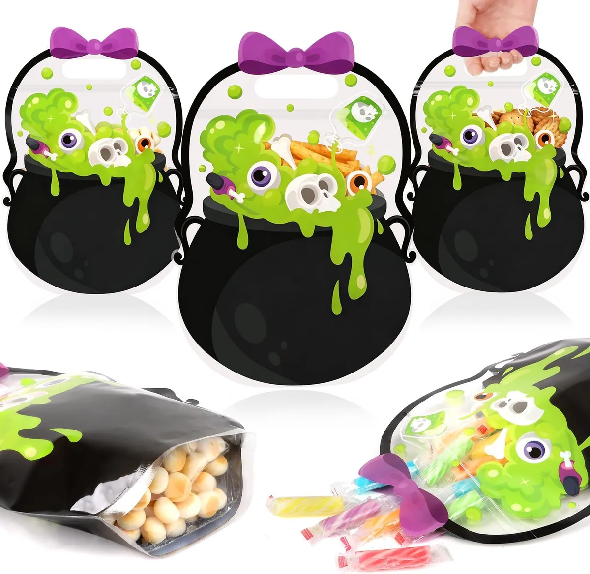 CCINEE 3D Halloween Treat Bags w/ Zipper Closure 25-Pack