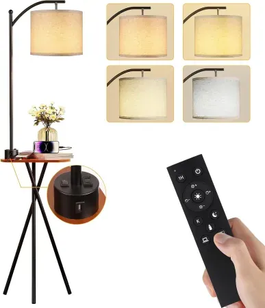 65" ROTTOGOON Floor Lamp w/ End Table & Charging Station