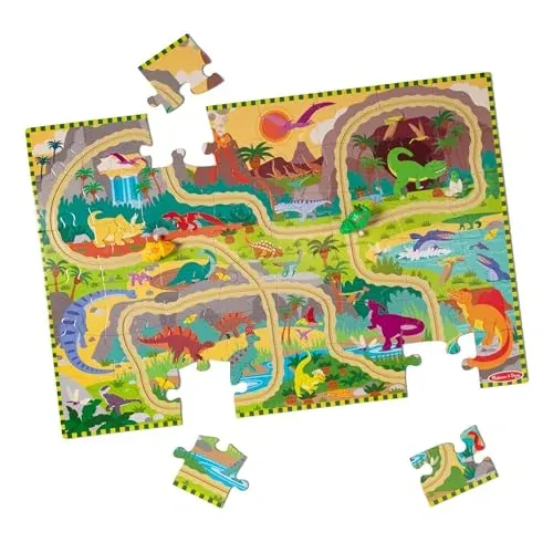 Melissa & Doug Dinosaur Adventure Tracks Cardboard Jigsaw Floor Puzzle 48 Pieces