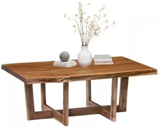 Berkshire 42 in. Natural Large Rectangle Wood Top Coffee Table with Live Edge