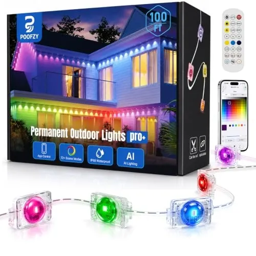 Poofzy 100-Foot RGB+IC Smart Outdoor Lights