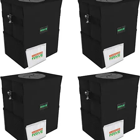 4-Pk Drive Auto Collapsible Car Trash Can w/ Adjustable Straps & 80x Trash Bags