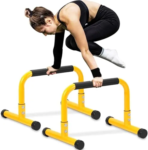 TABEKE 14" Steel Parallettes Dip Bar w/ Foam Handle