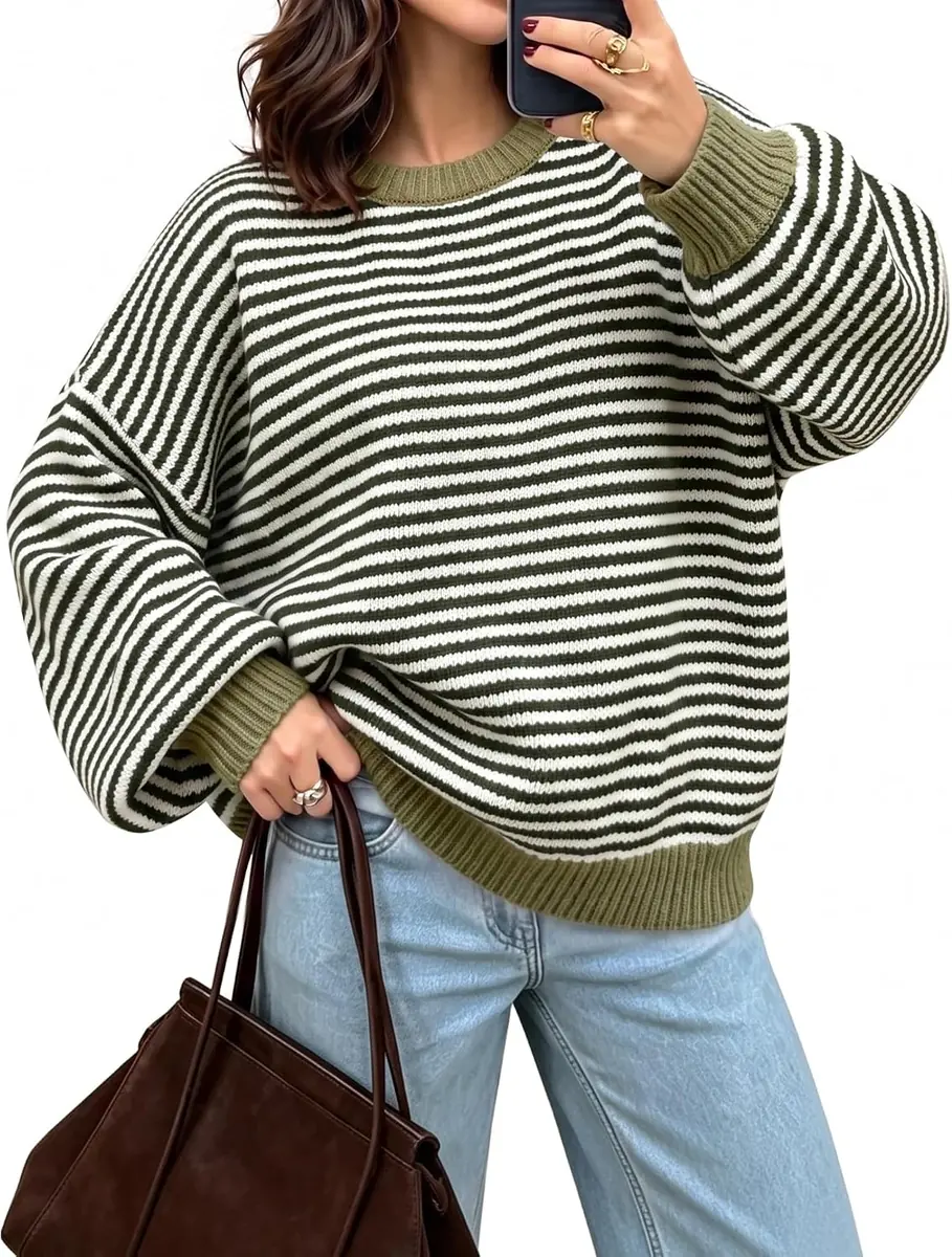 VENUCHUR Oversized Striped Sweater
