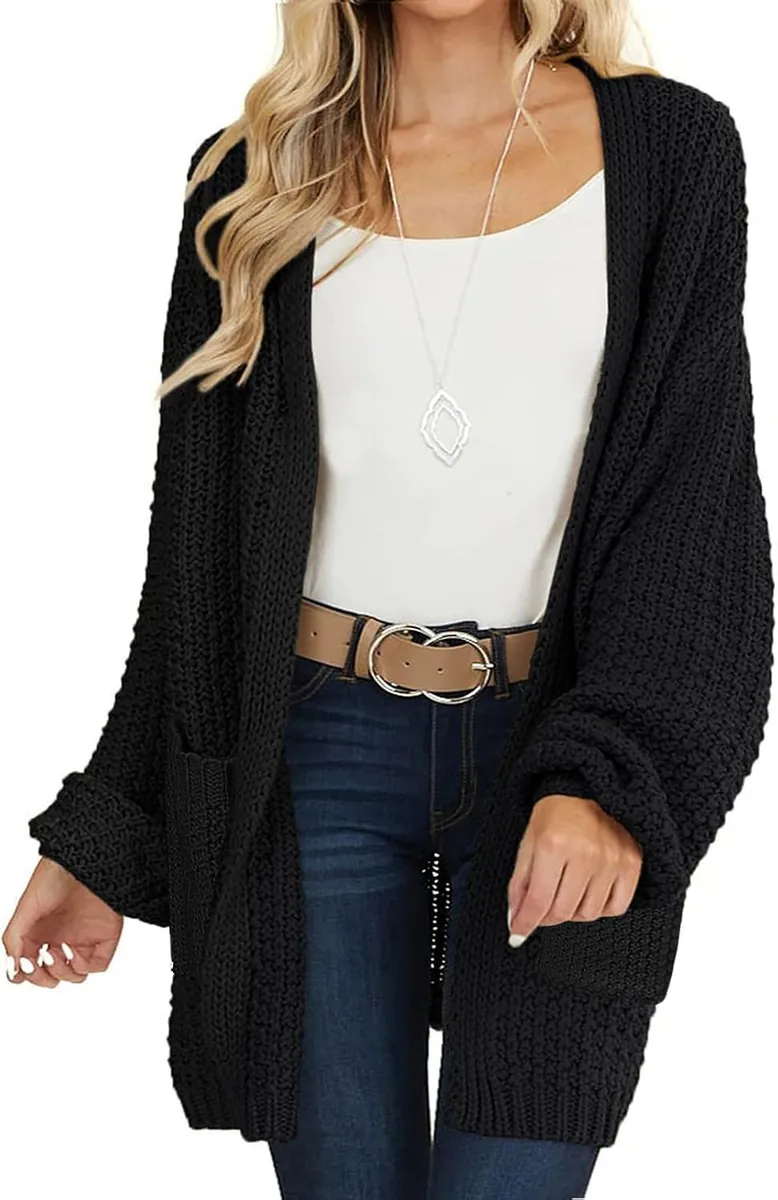 MEROKEETY Chunky Knit Cardigan Sweater