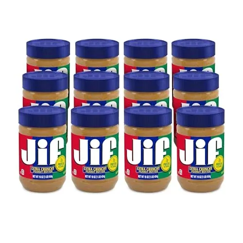 Jif Extra Crunchy Peanut Butter 16 oz Jar 12-count