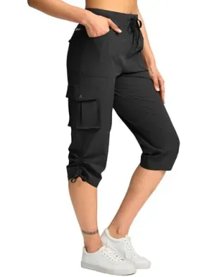 Pudolla Women's Cargo Capri Pants with 5 Pockets