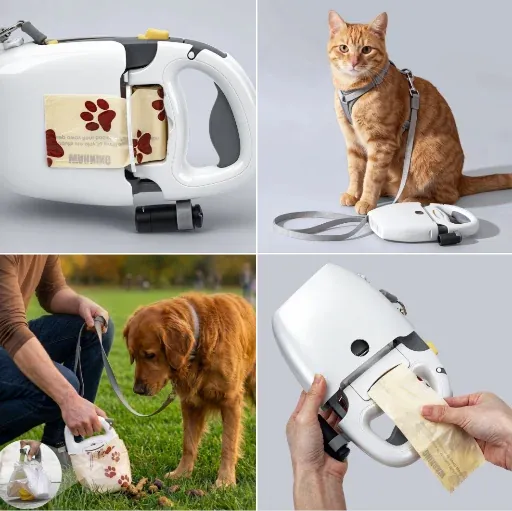 Furrbby 4-in-1 Pet Leash w/Poop Bag Compartment and LED Light