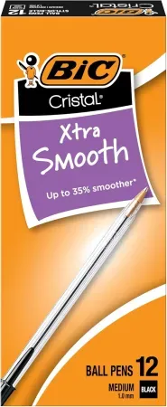 12-Count BIC Cristal Xtra Smooth Black Ballpoint Pens