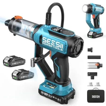 SEESII 3-in-1 Handheld Vacuum / 150PSI Air Compressor / LED Light with Two Batteries