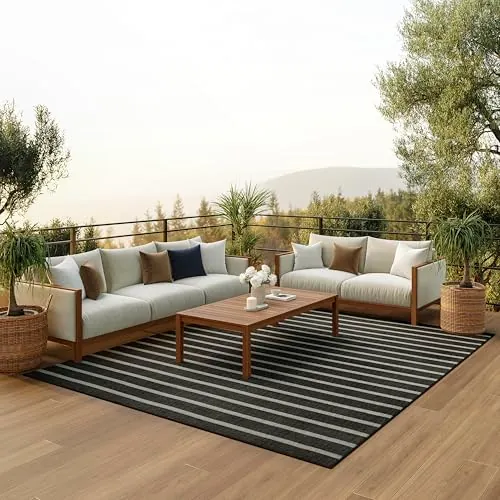 Nourison Home Positano Black Ivory 7' x 10' Area Rug