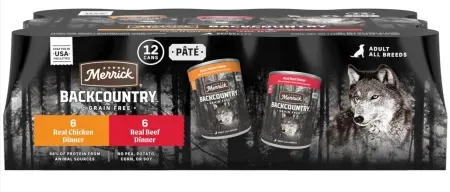 12-Pack 12.7oz Merrick Backcountry Grain Free Premium Canned Dog Food