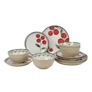 Better Homes & Gardens 12-Piece Bamboo Melamine Tomato Design Dinnerware Set