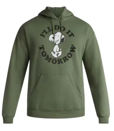Snoopy Tomorrow Men's Long Sleeve Graphic Hooded Sweatshirt