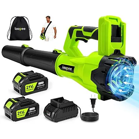 Laapee 650CFM Cordless Leaf Blower w/ 2x 20V 4.0Ah Batteries & Fast Charger