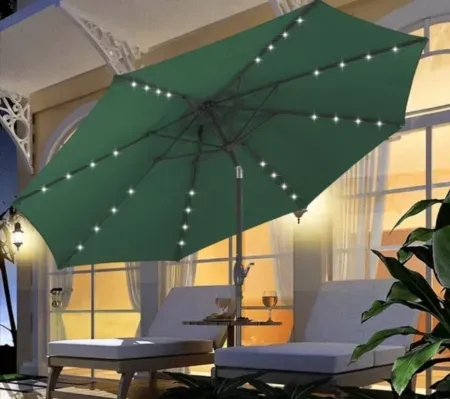 10' Ainfox Solar LED Outdoor Patio Umbrella w/ Tilt & Crank