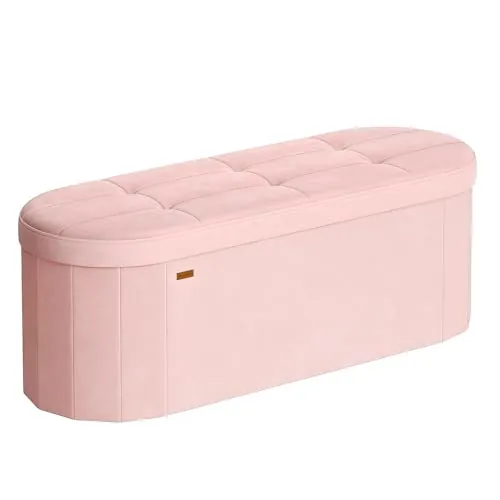 SONGMICS Folding Ottoman Oval Bench with Storage