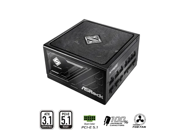 ASRock Steel Legend SL-1000G 1000W 80 PLUS GOLD & Cybenetics PLATINUM Full Modular Power Supply