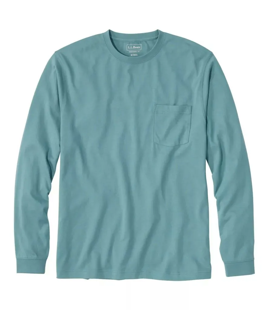 L.L.Bean Men's Carefree Unshrinkable Long-Sleeve Pocket Tee