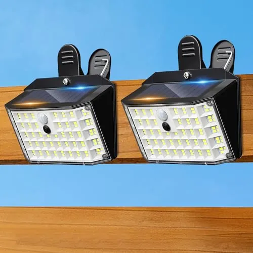 Thumok 176-LED 600-Lumen Clip-On Solar Motion Sensor Lights 2-Count