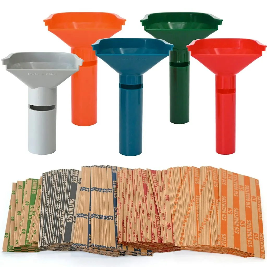 175 Coin Wrappers & 5 Sorter Tubes Set