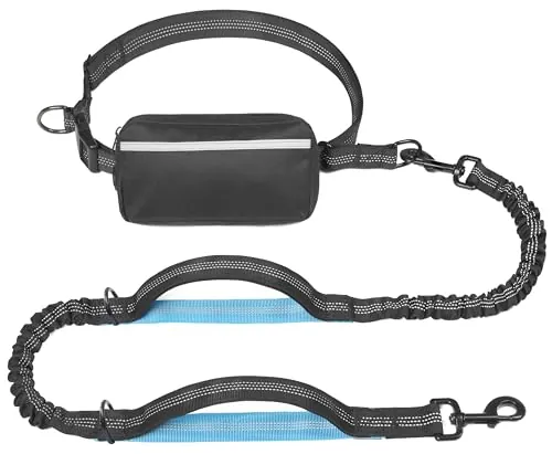 Hands Free Dog Leash with Zipper Pouch for dogs 25-120 lbs