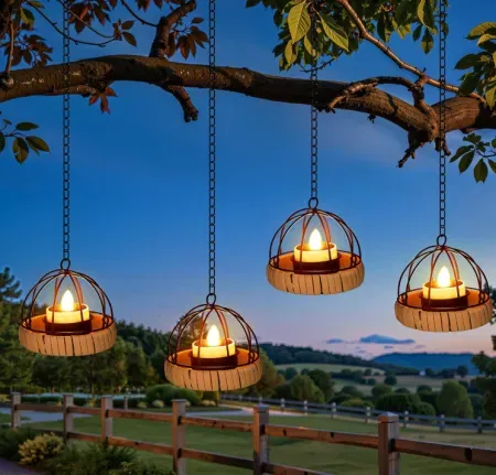 4-Pack KOOPER Outdoor Hanging Candle Solar Lanterns