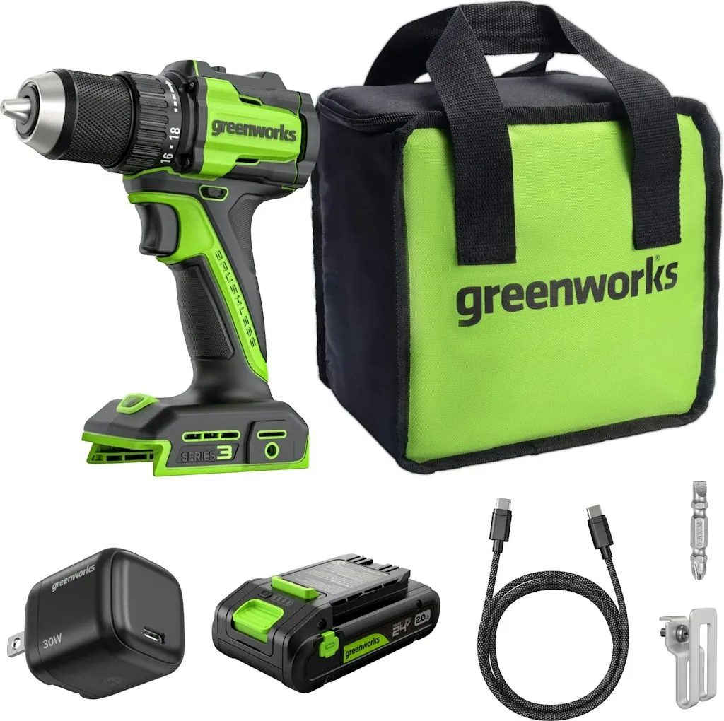 Greenworks 24V 1/2" Brushless Cordless Drill Kit