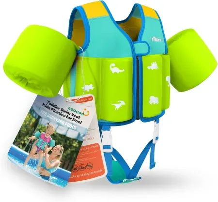 AEOCOO Kids' Toddler Swim Vest Float Jacket w/ Adjustable Buoyancy