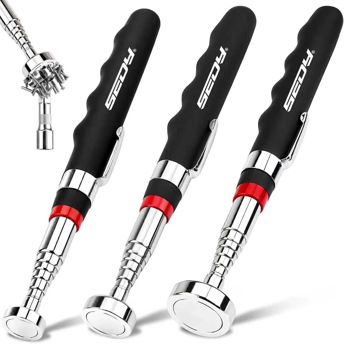 Sedy Extendable Telescoping Magnetic Grabber Tool 3 Pack