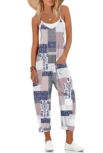 Ekouaer Womens Sleeveless Casual Summer Overalls Jumpsuit