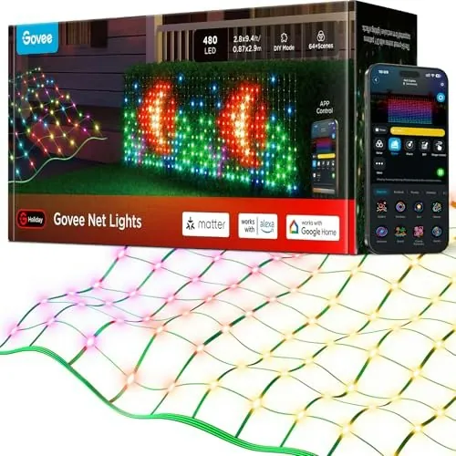 Govee 2.8ft x 9.4ft RGBIC LED Outdoor Net Lights
