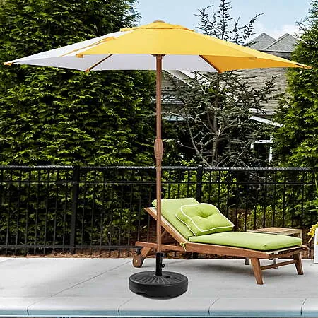 Ainfox 7.5' Beach Round Market Patio Umbrella (Yellow/White, No Base)