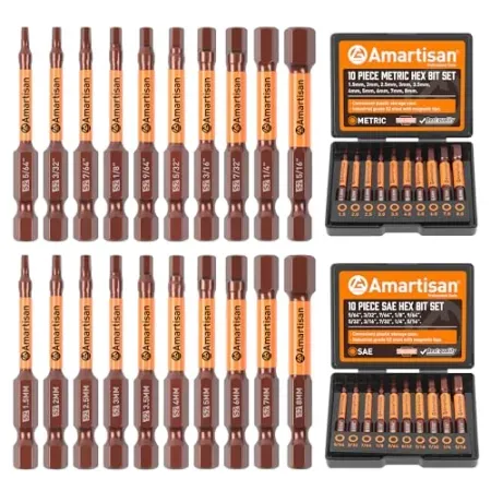 Amartisan 20-Piece Hex Head Allen Wrench Drill Bit Set w/ Storage Box