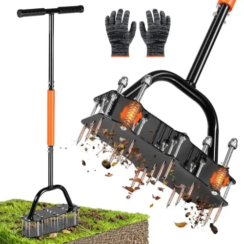 Manual Lawn Aerator Tool with 17 Spikes