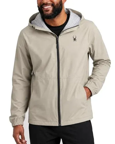 Spyder Mens Rain Jacket Waterproof Lightweight Hooded Windbreaker