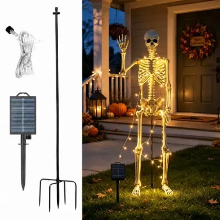 Vivinova Halloween Skeleton Stand Kit & Solar String Lights