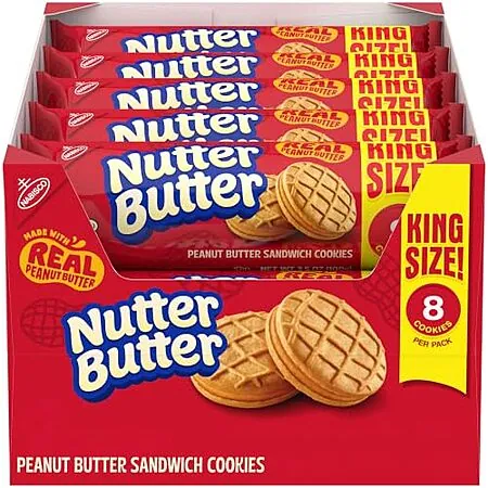 Select Accts:10-Pk 3.5oz Nutter Butter King Size Peanut Butter Sandwich Cookies