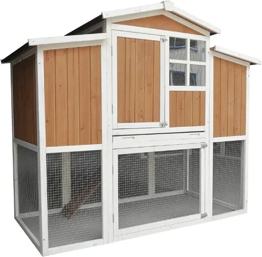 12.7 Sq. Ft. Wood Chicken Coop with Run & Roosting Bar for 3 Chickens
