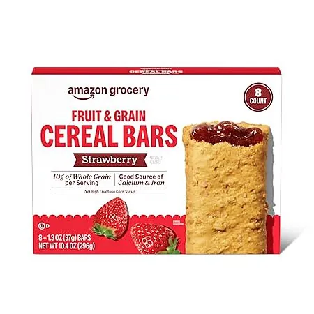 Prime Members: 8-Pk 1.3-Oz Amazon Grocery Fruit & Grain Cereal Bars (Strawberry)