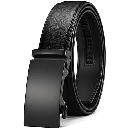 1 3/8" CHAOREN Men's Leather Micro-Adjustable Ratchet Belt (32-38" Waist, Black)