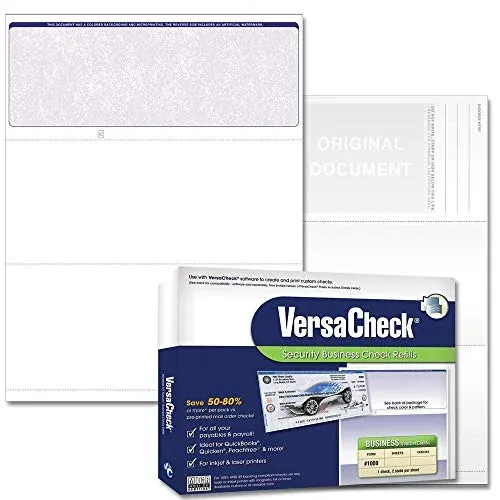 VersaCheck Secure Blank Business Voucher Checks, 500 Count, Blue Classic
