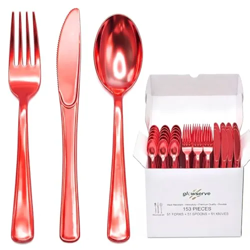 Glowserve 153 Pack Disposable Plastic Silverware Set