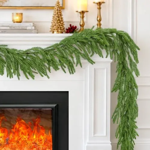 2 PCS 6 FT Christmas Norfolk Pine Garlands for Mantel