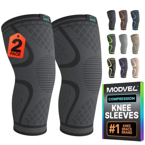 Modvel Compression Knee Brace for Women & Men - 2 Pack