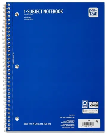 Pen+Gear 8" x 10.5" 70-Sheet College Ruled Spiral Notebook