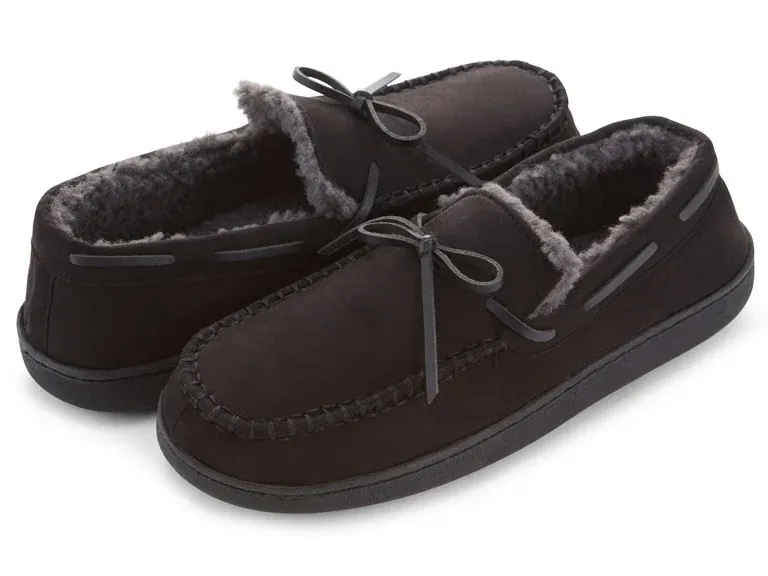Floopi Men’s Microsuede Moccasin Slipper with Bow