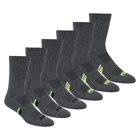 6-Pk Puma Men's Athletic Crew Socks (Size 10-13)